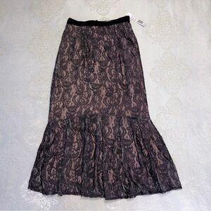 Antonio Melani Whimsigoth Gina Black Lace Skirt in Black/ Rosewood Size 0